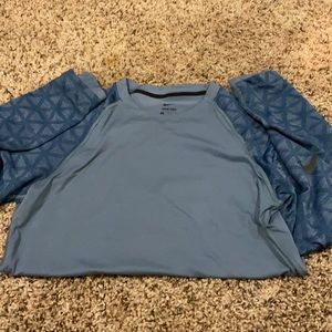 Nike Pro Long sleeve. Blue with geometric sleeve.